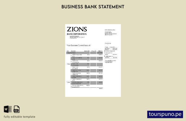 listo para imprimir Estado de cuenta de cheques comercial de Zions Bancorporatio